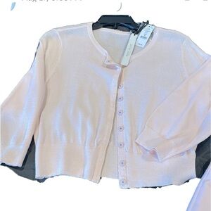 WHBM Shimmer Pink Crop Cardigan - size M